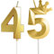 Vela de cumpleaños Con corona, número 45-2.36 pulgadas, color oro, 2 unidad, Velas Cumpleaños Divertidas, Velas de Pastel Cumpleaños, Velas Doradas para Cumpleaños, Aniversario, Fiesta Temática