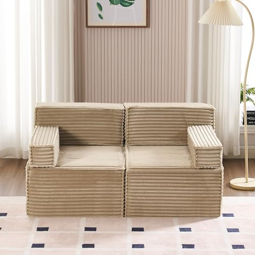 HOMYEDAMIC 2-Sitzer Cord-Sofa, Gepolstert mit Armlehnen, für Wohnzimmer und Schlafzimmer