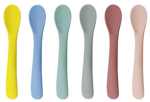 SSKHE Cuillère Bébé (6PCS), Cuillères en Silicone Souples, Cuillère Bébé Apprentissage, Cuillère Bébé Beaba, Cuillère d'Entraînement, Idéale pour l'Auto-Alimentation et le Sevrage Guidé
