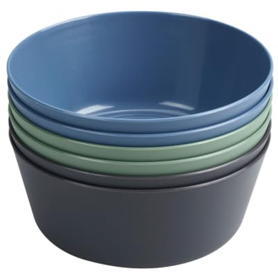 ABENA Essentialz Reusable Plastic Bowls, 350ml, Pack of 6, Multicolor | Made From PP Material, Unbreakable Plastic Colourful Cereal Bowls, Dishwasher Safe Reusable Soup Bowls for Adults & Kids