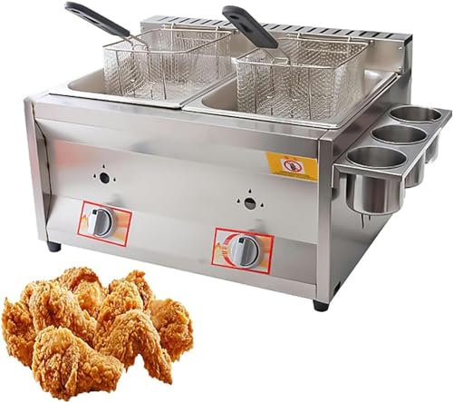 LYDBMYT Friteuse à gaz Professionnelle de comptoir, friteuse GPL multifonctionnelle avec Panier de friture pour Restaurants et supermarchés (20 L)