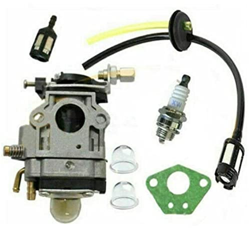 Jodriva Vergaser-Kit, for Fuxtec, for Timbertech, Rotfusch 49cc 52cc Freischneider-Vergaser mit Dichtung, Kraftstoffschlauch-Set, Zündkerze Zündkerze für Freischneider