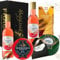 Rosé Wine and Cheese Gift Set – 2 x Blossom Hill White Zinfandel (187ml) with Cheese & Biscuits in Black Hamper – Luxury Cheese Gift for Wine Lovers