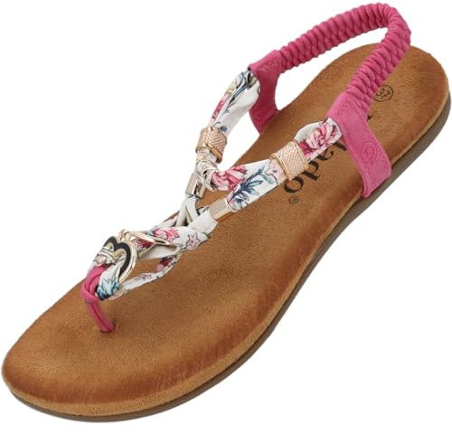 Palado Sandalen Damen Jurte by Sila Sahin - modische Pantoletten - elegante Sommerschuhe - bequeme Sandaletten mit verstellbaren Riemen Pink UK6 - EU39