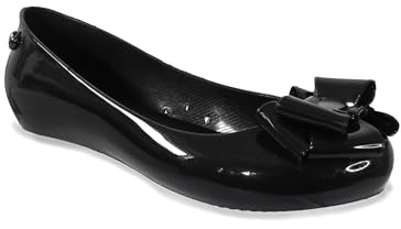 Girls Youth Kids Bow Peeptoe Patent Jelly Bow Slip ON Shoes FORMALSCHOOL Black Ballerina Pump Size 3-8 Flat