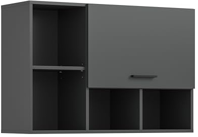 xonox.home – Hängeschrank Free 95x64x34 cm in anthrazit Nachbildung – Wandschrank für Bad, Küche oder Hauswirtschaftsraum – Kompakter Oberschrank mit Stauraum – modern & pflegeleicht