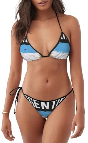 MyPiky Bandera Argentina (2) Bikini con estampado de 2 piezas para mujer, traje de baño deportivo, traje de baño de moda, playa, piscina, día festivo de verano