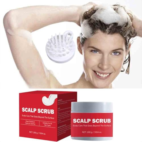 2PCS Exfoliating Scalp Scrub with Scalp Massager, Exfoliating Dry Scalp Treatment, for Dandruff, Build Up, Itchy Scalp, Oily Hair & Dry Scalp Treatment 7.054OZ 200g