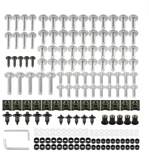 Motorrad Schrauben Set Verkleidungs-Befestigungsclips Für Yamaha MT-125 MT125 MT-01 MT01, Windschutzscheibenschrauben, Karosseriemuttern-Set Windschutzscheibenbolzen(Silber)