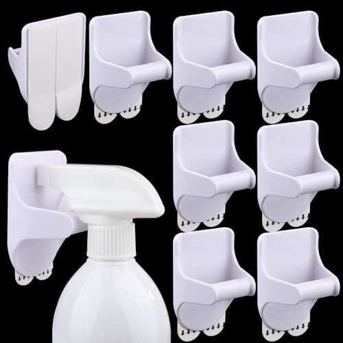 Nexlynk 8PCS Spray Bottle Hanger Wall Mount, Damage Free Spray Bottle Hanger,Adhesive Spray Bottle Hanger Hooks, Spray Bottle Holder Wall Mount, for Cabinet Kitchen Bathroom