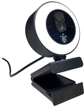 PPLOPPO USB Webcam with Ring Light Privacy Cover Tripod Type-C for PC Streaming Meeting Video Calling(2K Webcam)