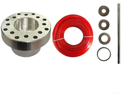 Kopf Aluminium, mit rotem 30 m quadratischem Grasschneide-Seil, Multi-Loch, Legierungs-Trimm-Kopf für Freischneider, Gartengeräte