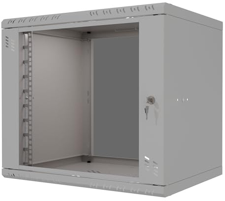 STALFLEX Netzwerkschrank 19 Zoll - Serverschrank 9HE - Server Rack für Wandmontage - Traglast 45kg - 600mm Tiefe - Serverschrank 19 Zoll zum Serverraum, Büro - Grau