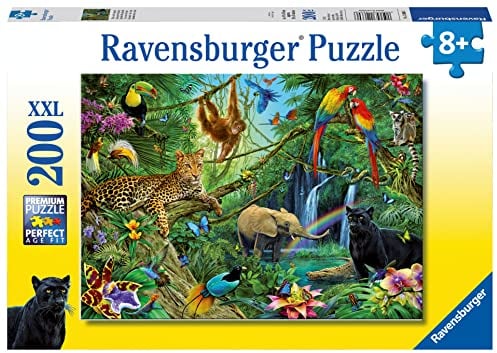 Ravensburger Kinderpuzzle - 12660 Tiere im Dschungel - Tier-Puzzle für Kinder ab 8 Jahren, mit 200 Teilen im XXL-Format