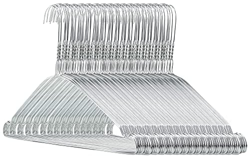 HANGERWORLD 100 Grucce per Lavanderia 40cm Salvaspazio in Metallo Cromato con Spalline con Scanalature