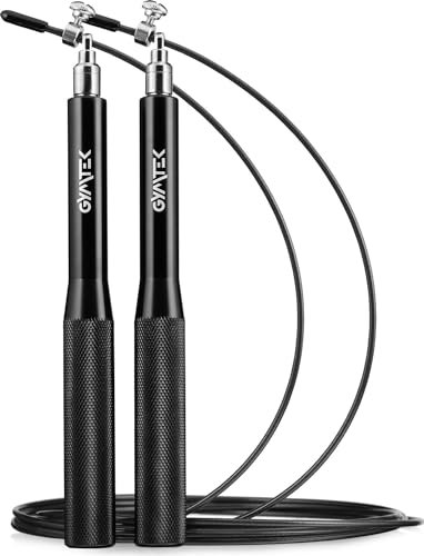 Gymtek® Corde à Sauter - corde en acier réglable de 285 cm - Saut à la corde, Speed Rope