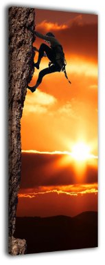 Leinwandbild Panorama Nr. 6 Bergsteiger 100x40cm, Keilrahmenbild, Bild auf Leinwand, Bouldern, Klettern, Sport