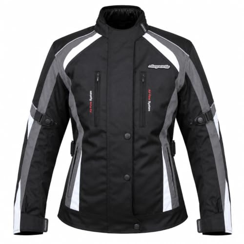 RKsports 747 Ladies WATERPROOF MOTORCYCLE MOTORBIKE JACKET BLACK CE ARMORS (16, Grey)