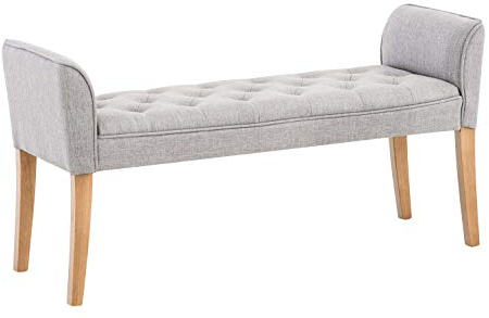CLP Chaiselongue Cleopatra I Stoff-Bezug I Polsterbank, Farbe:hellgrau, Gestell Farbe:antik-hell