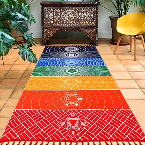 Neasyth Yogamatte, Stranddecke, Chakra-Meditationsmatte, Yoga-Teppich, Sonnenschutz, Schal, Chakra, Wandteppich, Dekoration, Boho, Pilates, 150 cm (Polyesterfaser)