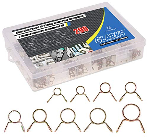 Glarks Lot de 290 colliers de serrage pour tuyau d'arrosage Taille 5 à 13 mm