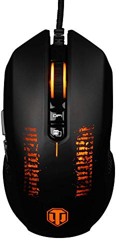 Konix World of Tanks Souris Filaire Shooter M-30 pour Bureau PC Gaming - 8 Boutons - Résolution 3 200 DPI - Rétroéclairage LED Orange