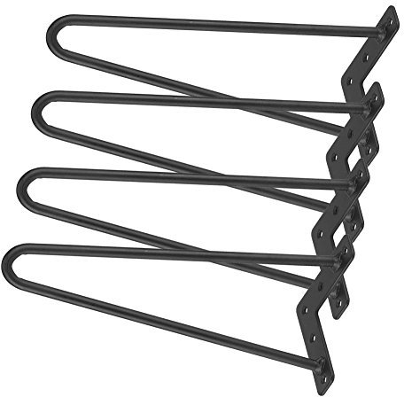Wakects Set mit 4 schwarzen Möbelfüßen, aus Eisen, für Schreibtisch, Stühle, Tischbeine, Haarnadel, 2 Stangen, Tischbeine, Metall, DIY, Sitz für Retro- und Industriellen Spaß (12 Zoll)