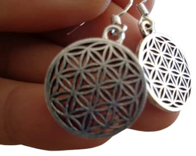 LEBENSBLUME & 925 SILBER HAKEN Ohrringe Blume des Lebens