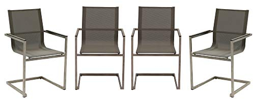 Dynamic24 4X Gartensessel Freischwinger Gartenstuhl Metall Campingstuhl Hochlehner Set