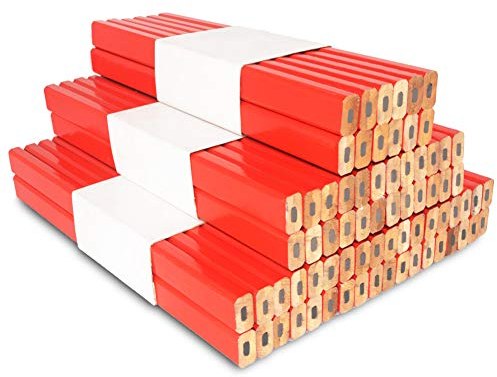 72 x Tischlerstifte, achteckig, Rot, 17,8 cm, Markierungswerkzeug