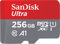 SanDisk Ultra microSDXC UHS-I memory card 256 GB+adapter (for Android smartphones and tablets and MIL cameras, A1, C10, U1, 120 MB/s transfer)