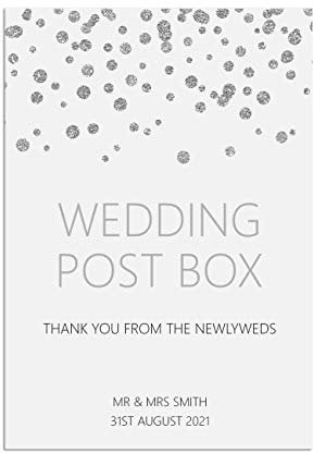 PMPrinted Silver Effect Confetti Design A5, A4 Or A3 Personalised Wedding Post Box Table Sign