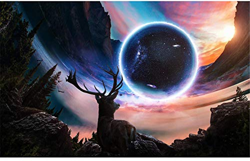 5000 Teile, Impossible Puzzle, Hirsch und Mond Geschicklichkeitsspiel für die ganze Familie, farbenfrohes Legespiel, Erwachsenenpuzzle ab 14 Jahren, als Ostergeschenk-61.61x41.53 Zoll (156.5 x 105.5c