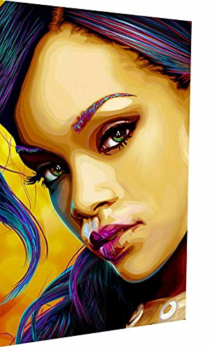 Magic Canvas Art - Bilder Rihanna Digital Art Pop Art Leinwandbild 1- teilig Hochwertiger Kunstdruck modern Wandbilder Wanddekoration Design Wand Bild, Größe: 40 x 30 cm