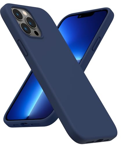 ORNARTO Shockproof Liquid Silicone Designed for iPhone 13 Pro Max Case 6.7, Gel Rubber Full Body Protection Anti-Shock Cover Case Drop Protection 6.7inch-Navy Blue