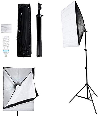 Softbox Set 50×70cm, 135W Fotostudio Professionelle Fotografie Fotolicht Studio Set Fotolampen Höhenverstellbar 0,8-2m mit Aufbewahrungstasche für Studio- und Outdoor-Fotografie