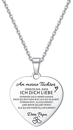 HAYOUWAY An Meine Tochter Herz-Halskette Gold Farbe von Papa(Silber...In Liebe PAPA)
