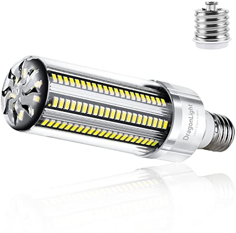 DragonLight 60W Superhelle Mais Licht LED Glühbirne(Ersetzt 400Watt) - E27 Edison LED Lampe mit E40 Adapter - 6000K Kaltweiß 7200Lumen für Großes Gebiet Beleuchtung - Garage Halle Lager Werkstatt