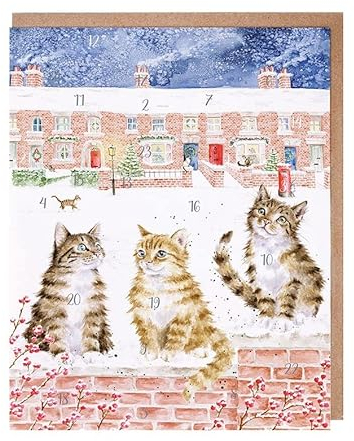 Wrendale Designs Adventskalender-Karte In The Lane, Snow Is Glistening