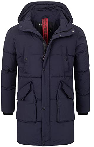 Indicode Herren Dexter Winterjacke mit Kapuze | Herrenjacke Jacke Steppjacke Männer Navy, XXL