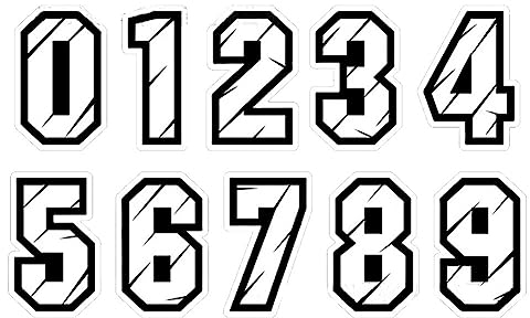 Adesivi numeri da 0 a 9 per moto, numero di partenza, adesivi per moto, motocross, numero di partenza, confezione da 10 pezzi, per moto, auto, scooter, quad, camper camion