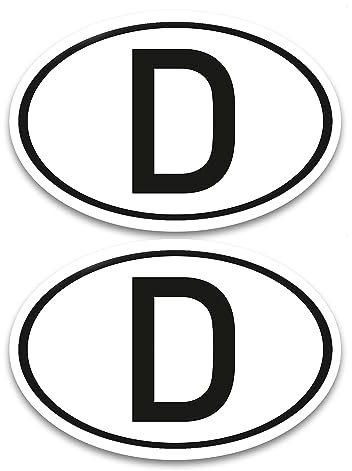 D Magnet Länderkennzeichen 2-er Set Deutschland Schwarz & Weiß - 17,5 x 11,5 cm DIN genormt - PKW LKW Wohnmobil Auto - verpflichtend außerhalb der EU - kfz760