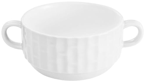 TYMYYS Bol Avec Anse Pour Soupe, Petit Déjeuner, Micro-Onde - Vaisselle Chinoise/Asiatique Pour Enfants - Blanc - 11x11x5cm, 320ml