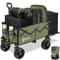 Sekey XXL Bollerwagen Faltbar mit Erweiterbarer Heckklappe 135L & 200L, Faltbarer Bollerwagen Klappbar Angelwagen Zusammenfaltbar aus Vier Richtungen bis 150KG, Flexi 4019, Olivgrün