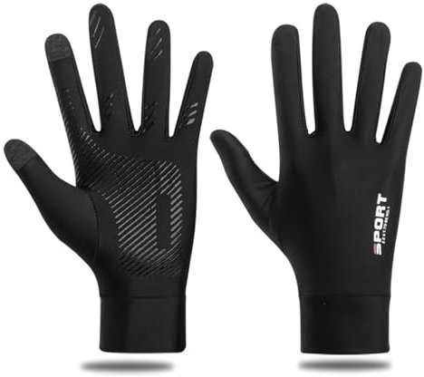 Shkalacar Motorrad Eisseide Handschuhe, Sommer UV Schutzhandschuhe Touchscreen Freundlich, rutschfeste Atmungsaktive Motorradhandschuhe zum Fahren Radfahren Reiten Klettern (Schwarz, Full Finger S)