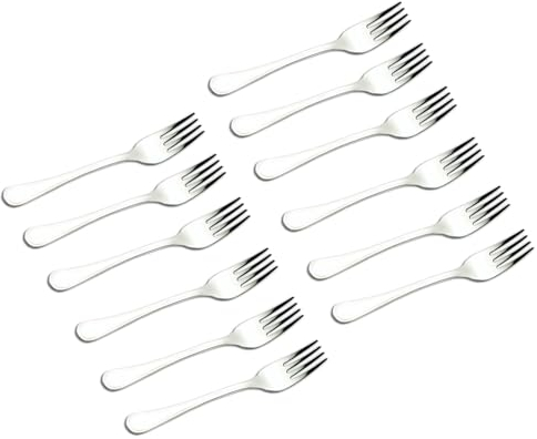 Acan Tradineur - Pack de 12 Tenedores Lunch de Acero Inoxidable, Cubiertos clásicos para Postre, Tarta, Helado, Aptos para lavavajillas - 14,5 cm