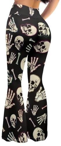 ELEDIZI Yoga-Hosen mit hoher Taille und Po-Lifting-Effekt, Bootcut, Bauchkontrolle, Schlaghose, ausgestellte Yoga-Leggings für Damen, Größe XS-2XL, M