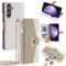 Ciciber Ttusy Hülle für Samsung Galaxy A55 5G mit Metallkette, Leder Flip Wallet Handyhülle mit Magnetischem Reißverschluss und Ständer Handykette Kartenfächer Spiegel Folio, Weiß
