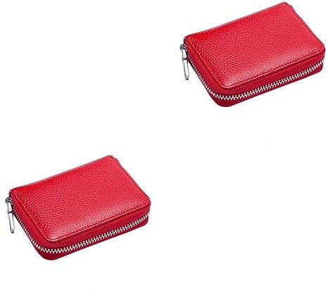 LIFKOME 2st Kreditinhaber Halter Id-brieftasche Sicherheitsbrieftasche Geldtaschen Für Münzen Bargeld Mit Reißverschluss Geschäftsinhaber Kredit Brieftasche Ausweis Geldbörse Karten Um Rot