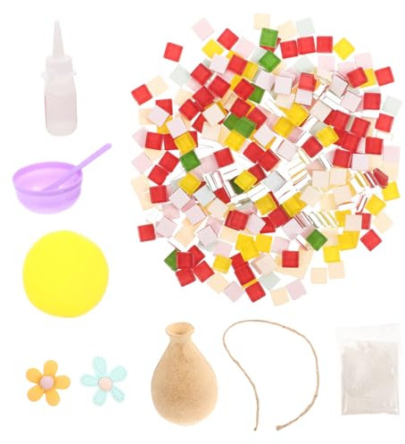 FUNOMOCYA 1set Mosaic Vase Mosaic Vase DIY Decorative Vase Mosaic Arts and Crafts Kits Home Decor Mosaic Tiles Vase Mosaic Plant Pot Paint Your Own Vase Mosaic Tile Vases Plastic